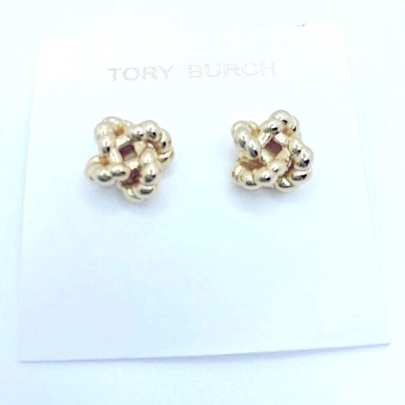 NWOT Tory Burch Gold Knot Stud Earrings - Picture 3 of 4